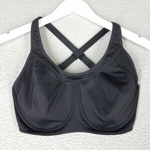 Athleta Glory Sports Bra Women's 36DD Black Underwire Gym Training Full Coverage